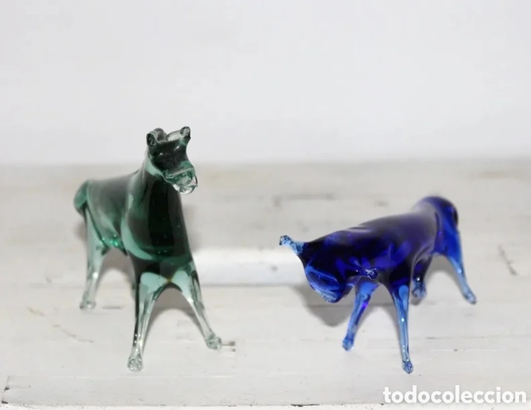 Antiquit&eacute;s: Juego de dos figuritas animales cristal de Murano