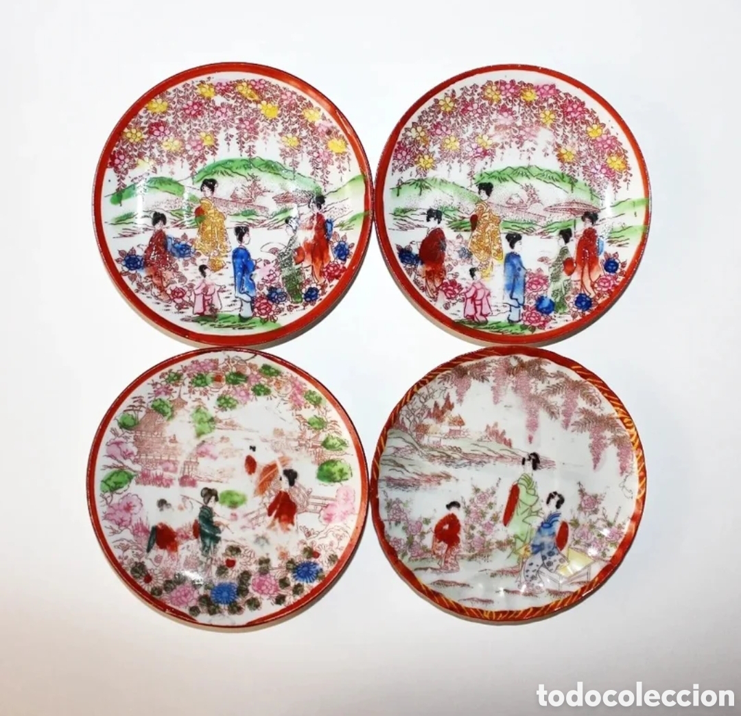 Antig&uuml;edades: Juego platos antiguos porcelana japonesa Satsuma