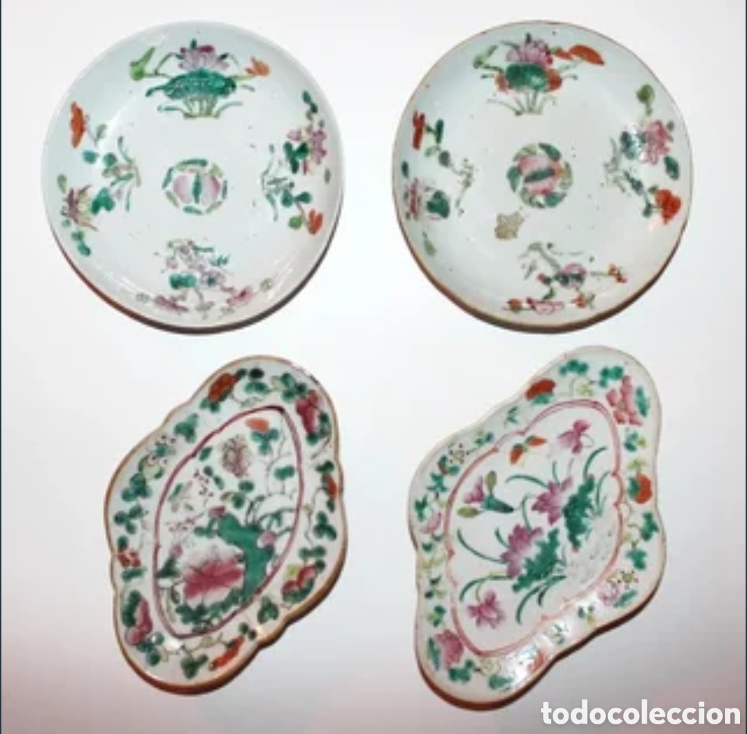 Antig&uuml;edades: Lote platos porcelana china, dinast&iacute;a Qing, s. XIX