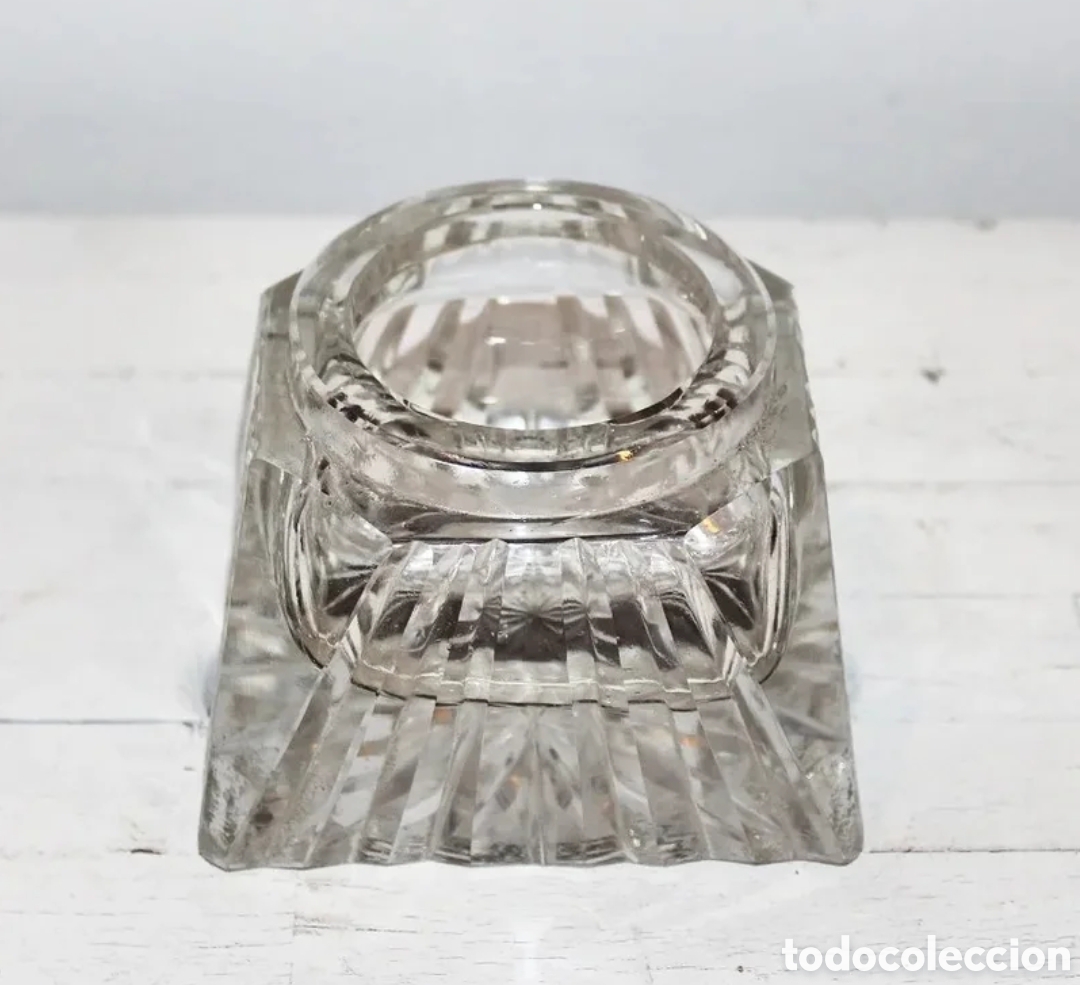 Antig&uuml;edades: Excepcional tintero de cristal, siglo XIX - Foto 4