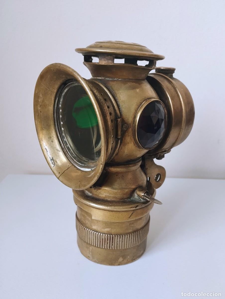 Antig&uuml;edades: Lampara carburo bicicleta Lengs. Francia 1900-1930