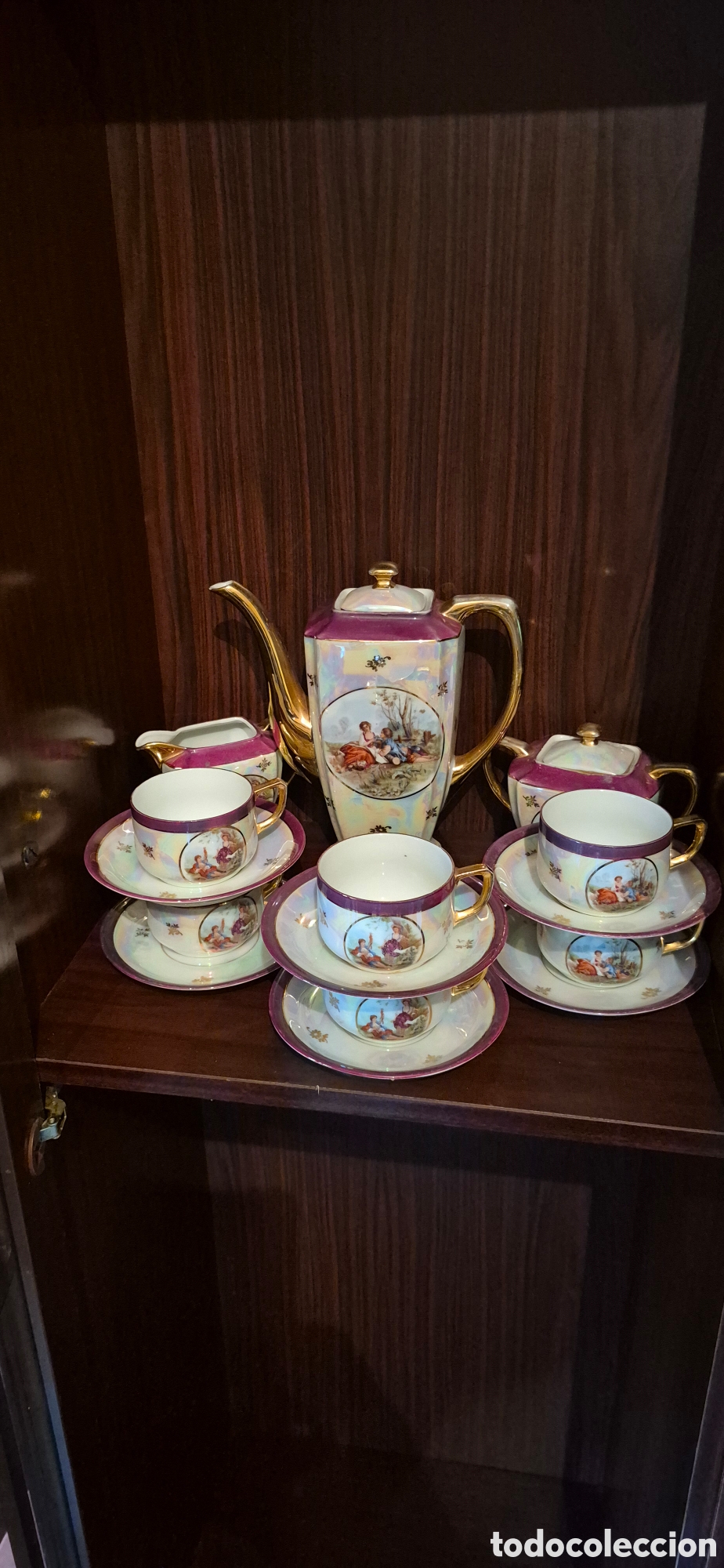 Antig&uuml;edades: Juego caf&eacute; Babaria estilo Fragonard