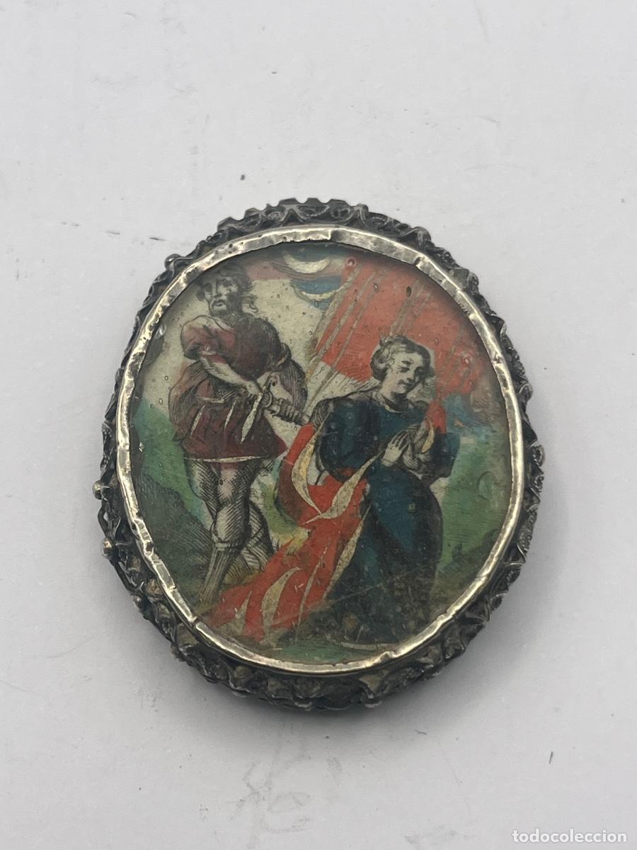 Antig&uuml;edades: RELICARIO DEVOCIONAL DE PLATA DE DOBLE CARA SIGLO XVIII