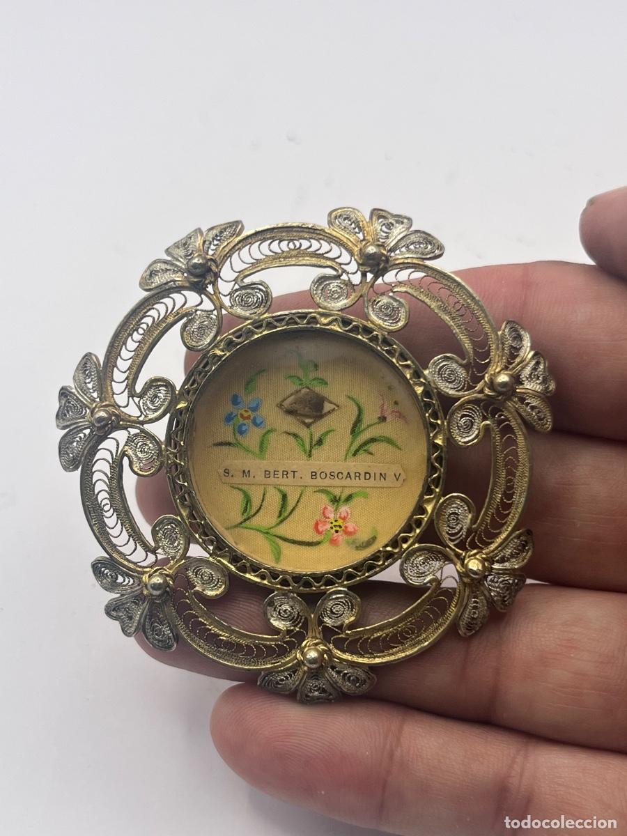 Antig&uuml;edades: RELICARIO DEVOCIONAL DE PLATA FILIGRANA. SANTA MARIA BERTILLA BOSCARDIN ITALIA SIGLO XX