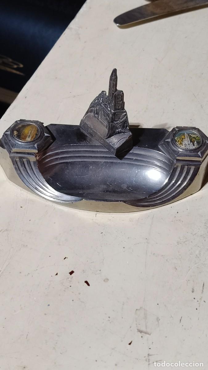 Antig&uuml;edades: Encrier art deco metal argent&eacute; 1930 lourdes