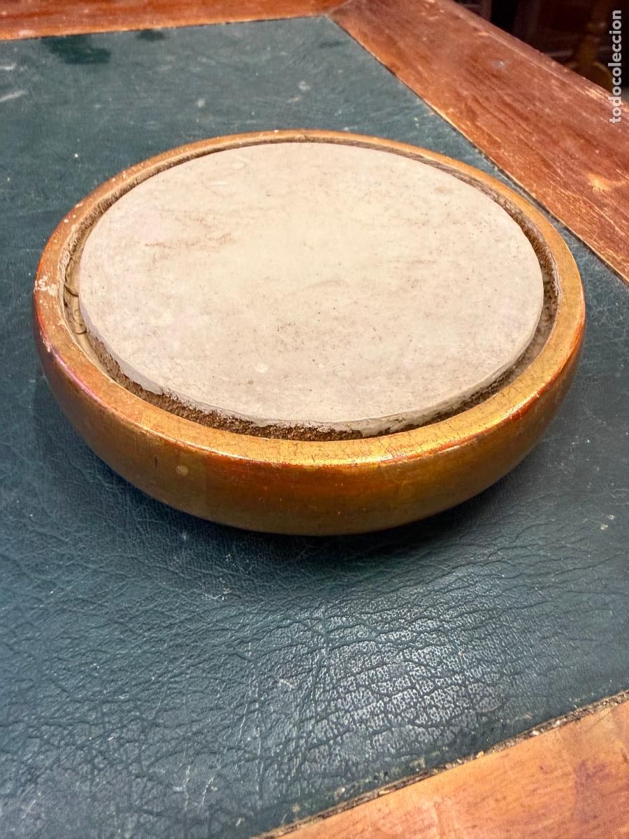 Antig&uuml;edades: ANTIGUA PEANA BASE DE FANAL DE MADERA Y ORO FINO - MEDIDA 13,5X3,5 CM E INTERIOR 11,5 CM