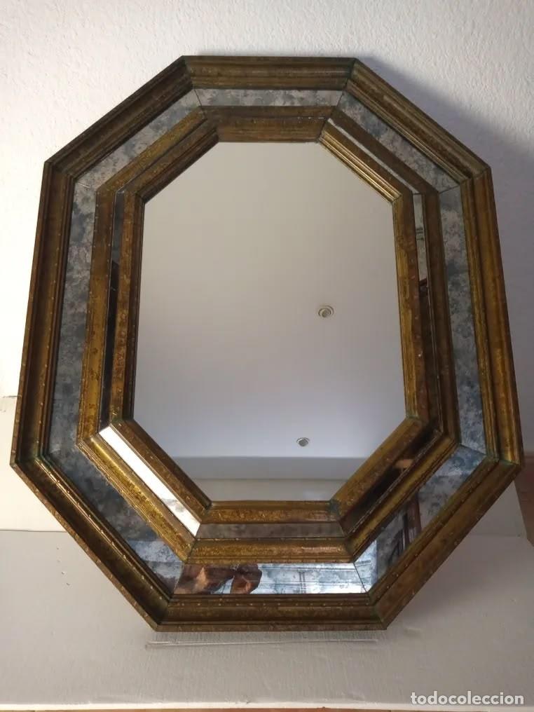 Antig&uuml;edades: Espejo de pared - Lat&oacute;n dorado - Espejo estilo veneciano octogonal