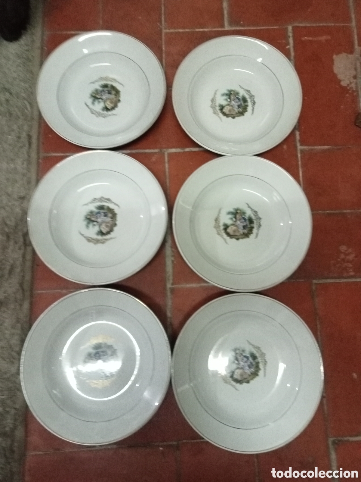 Antiquit&eacute;s: 6 platos hondos opaca china