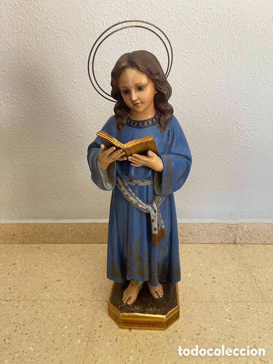 Antig&uuml;edades: Ni&ntilde;o Jes&uacute;s Antiguo Olot Siglo XIX 55 CM