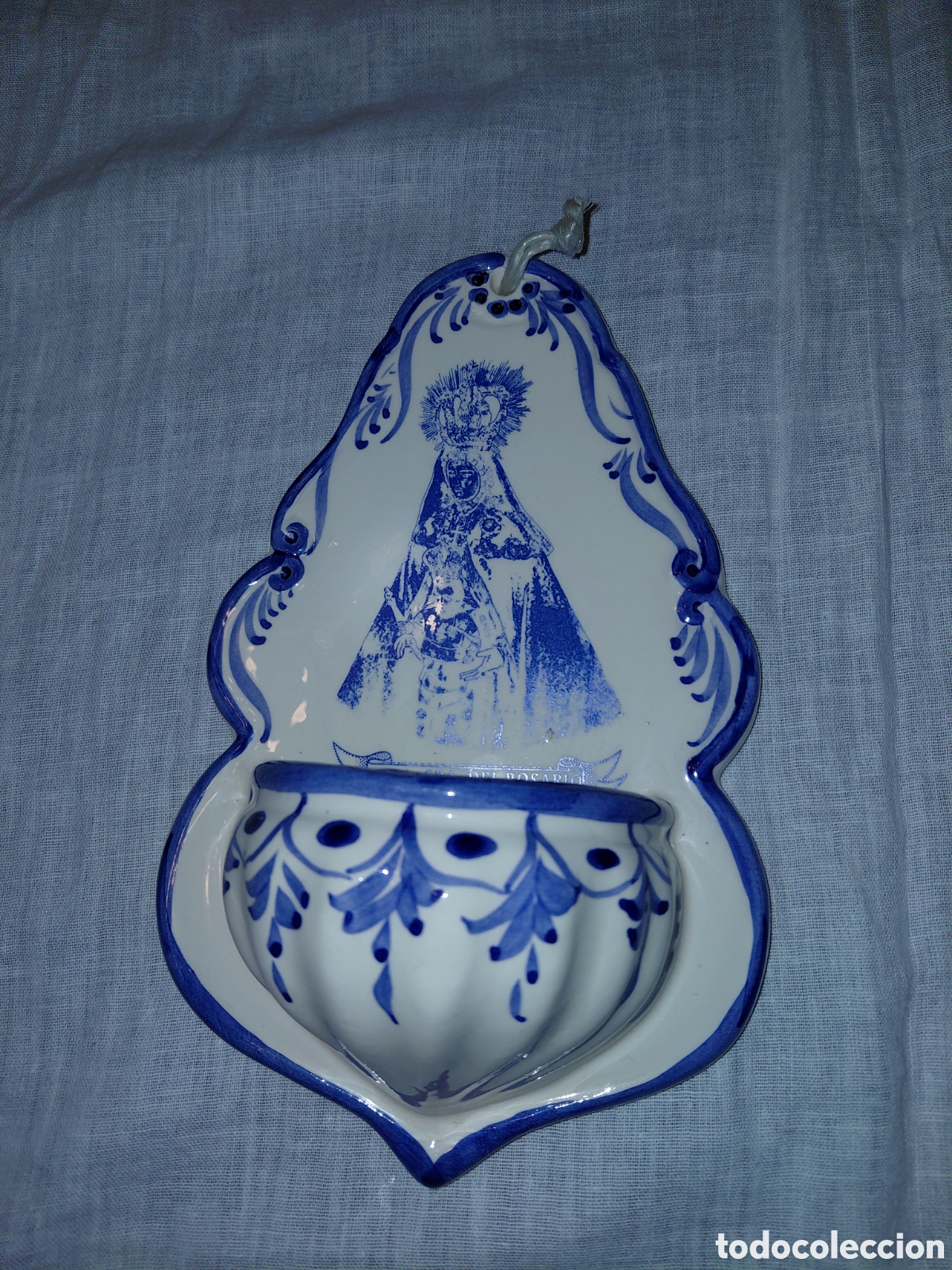 Antig&uuml;edades: BENDITERA DE PORCELANA VIRGEN NUESTRA SE&Ntilde;ORA DEL ROSARIO PATRONA DE CADIZ