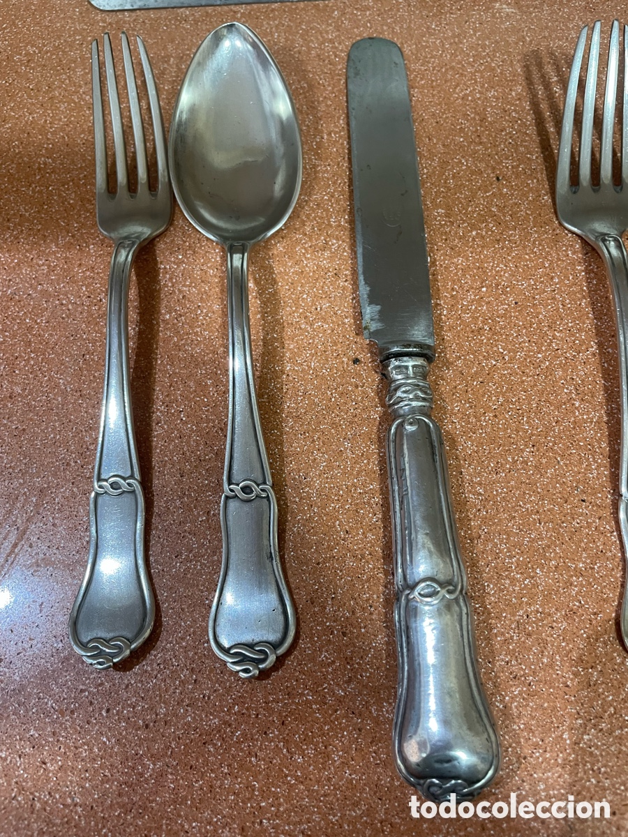 Antig&uuml;edades: Lote de 7 Cubiertos de Mesa plateados - Foto 2
