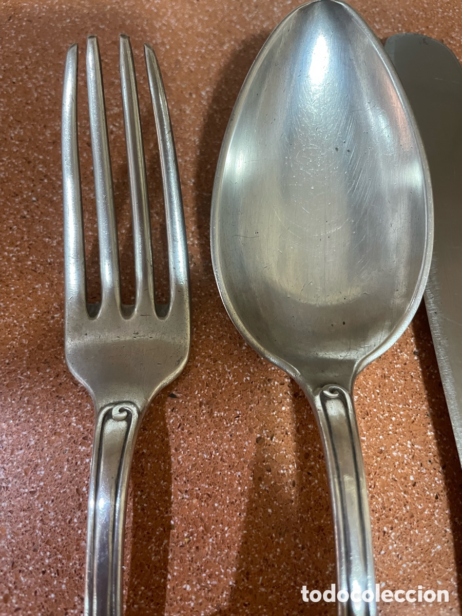 Antig&uuml;edades: Lote de 7 Cubiertos de Mesa plateados - Foto 3
