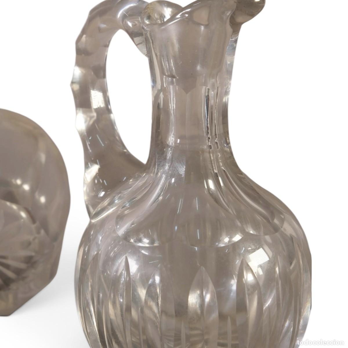 Antig&uuml;edades: Conjunto vinajeras y vaso en cristal. - Foto 10