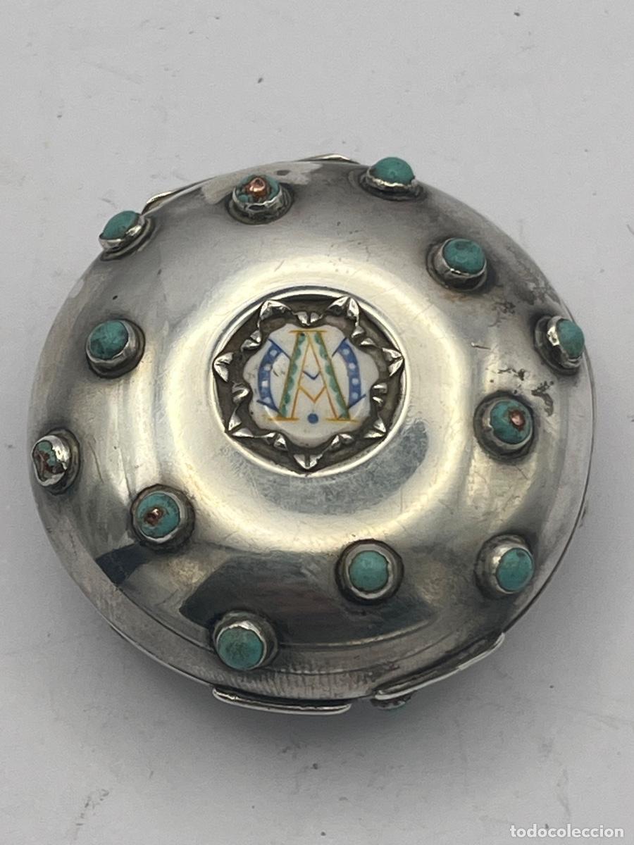 Antig&uuml;edades: PASTILLERO DE PLATA ESMALTADA XX - Foto 2