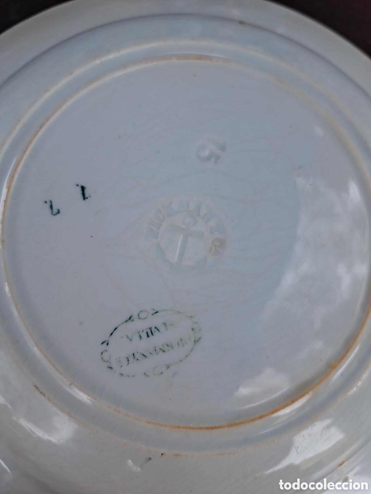 Antig&uuml;edades: Plato pickman en tono verde - Foto 3