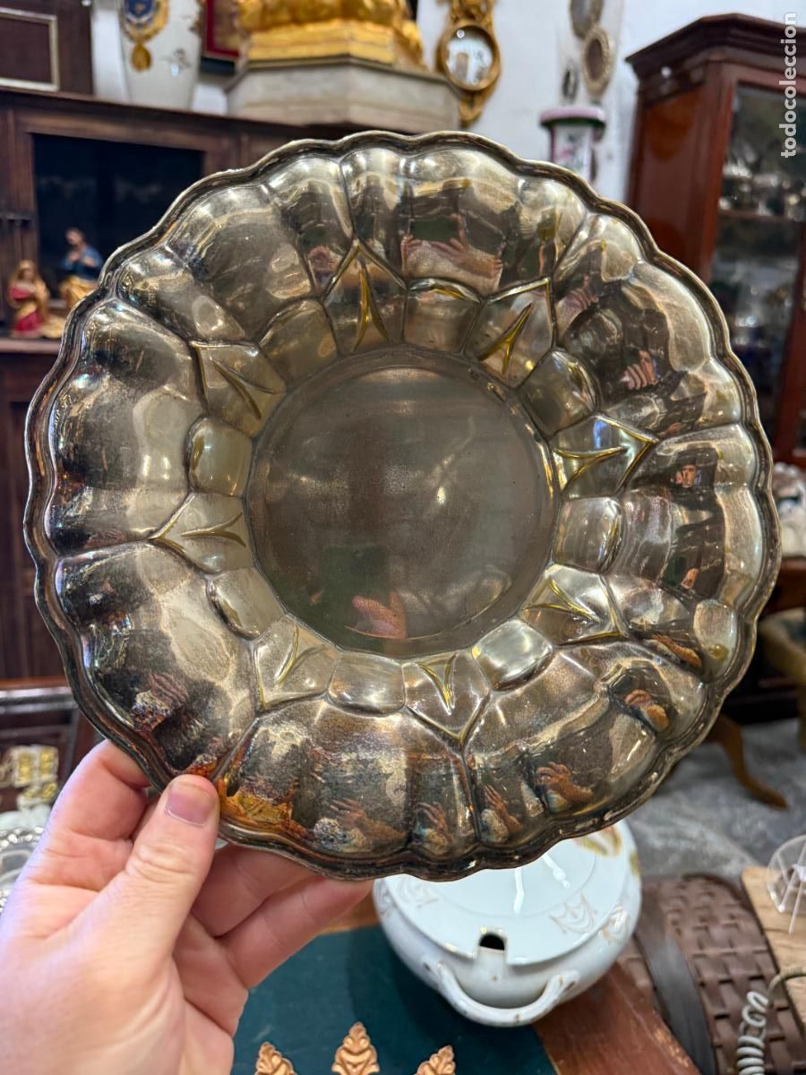 Antig&uuml;edades: BANDEJA DE ALPACA IDEAL PARA ACTO RELIGIOSO - MEDIDA 25,5 CM
