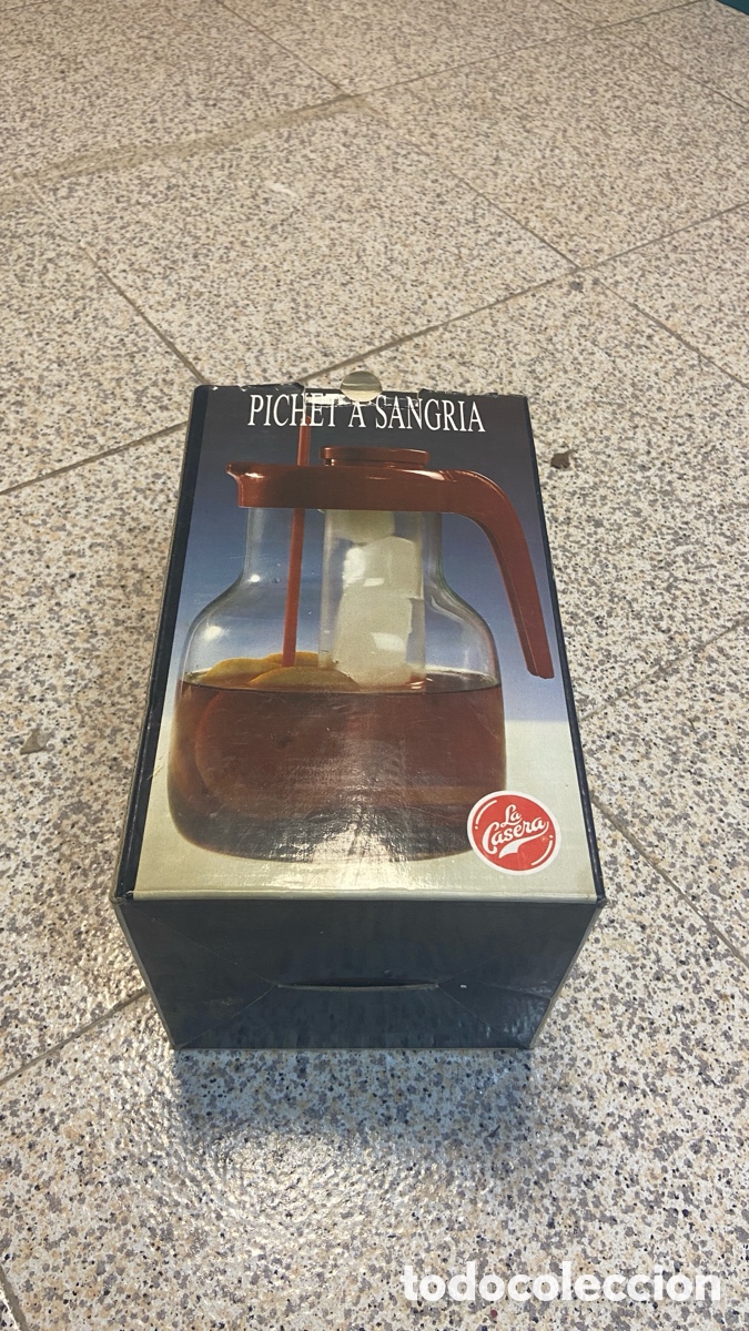 Antig&uuml;edades: Antigua jarra de sangr&iacute;a vintage La Casera - Vidrio Albiclass (Hand Made) en caja original
