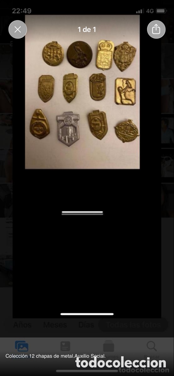 Antig&uuml;edades: Colecci&oacute;n 12 chapas de metal auxilio social de la falange