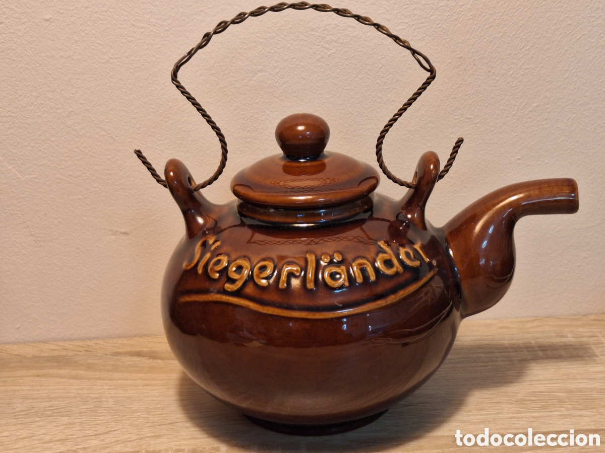 Antig&uuml;edades: Antigua tetera de cer&aacute;mica Siegerl&auml;nder M&auml;ckes &ndash; Alemania &ndash; Original con etiqueta