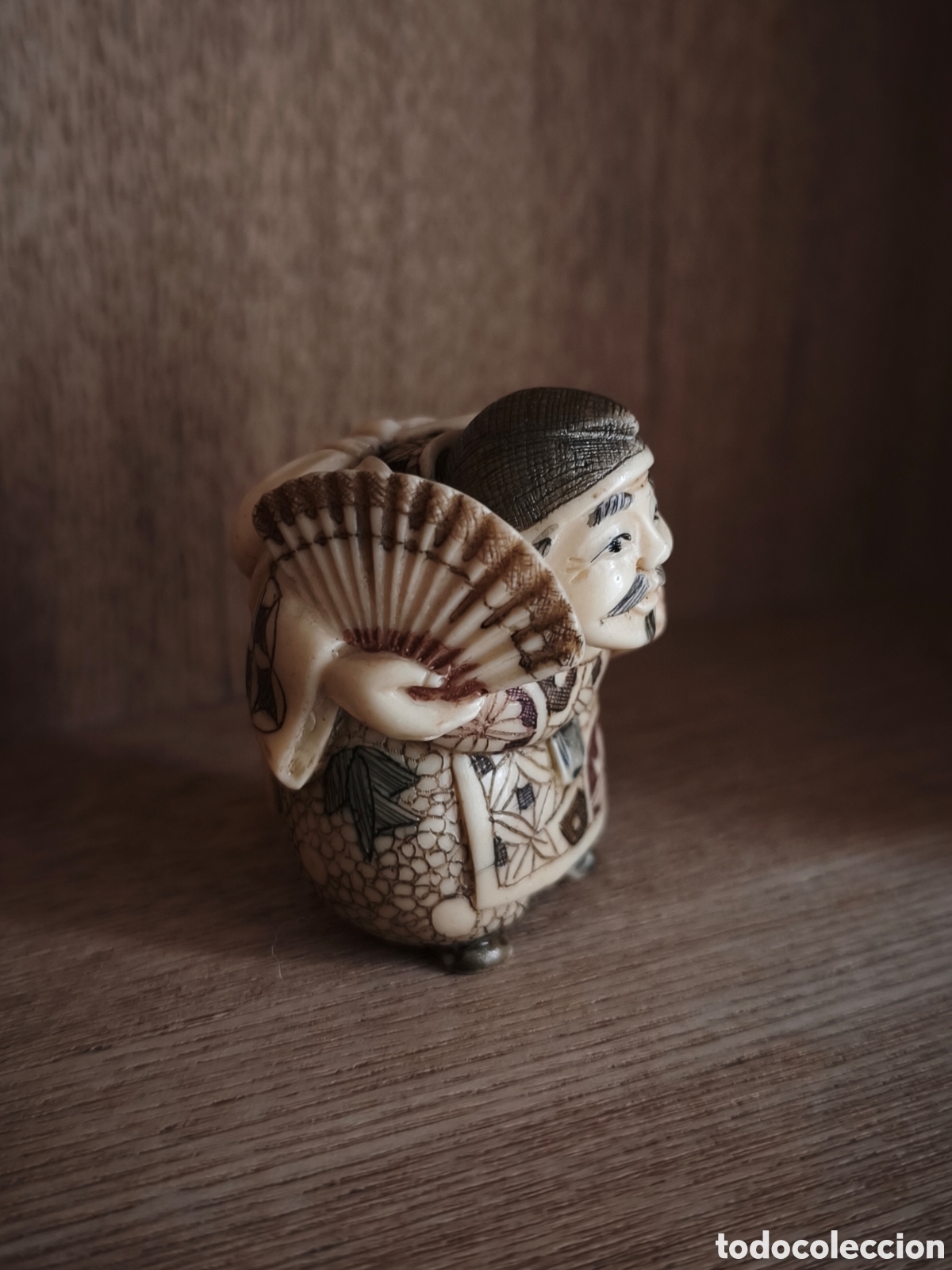 Antig&uuml;edades: NETSUKE BOTON DE KIMONO - Foto 4