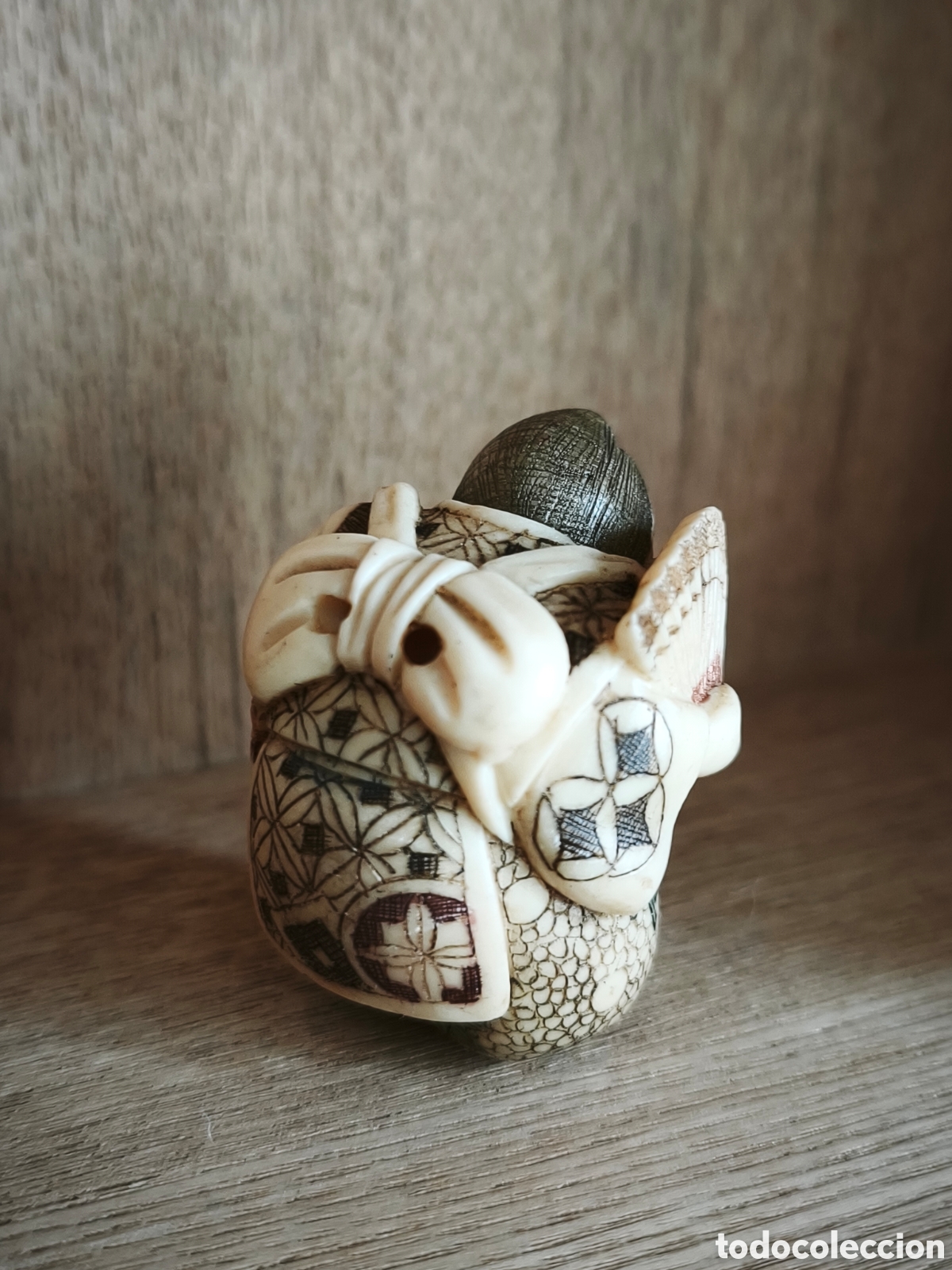 Antig&uuml;edades: NETSUKE BOTON DE KIMONO - Foto 5