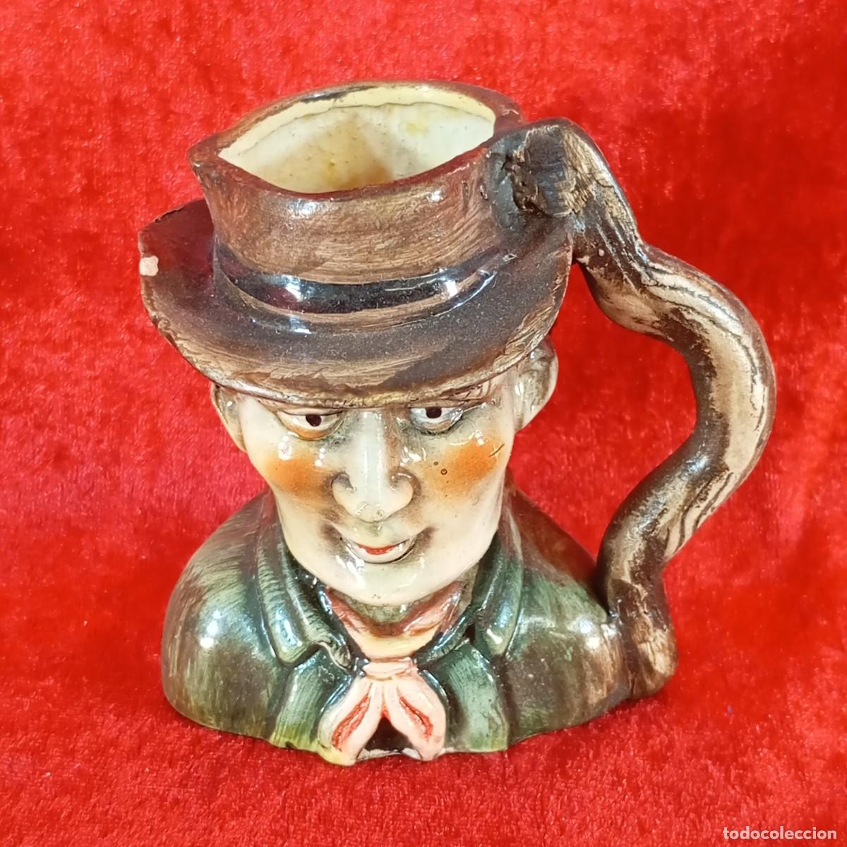 Antig&uuml;edades: JARRA POLICROMADA A MANO - VAQUERO - PERSONAJE COW BOY DEL OESTE - RARA - 9 CM
