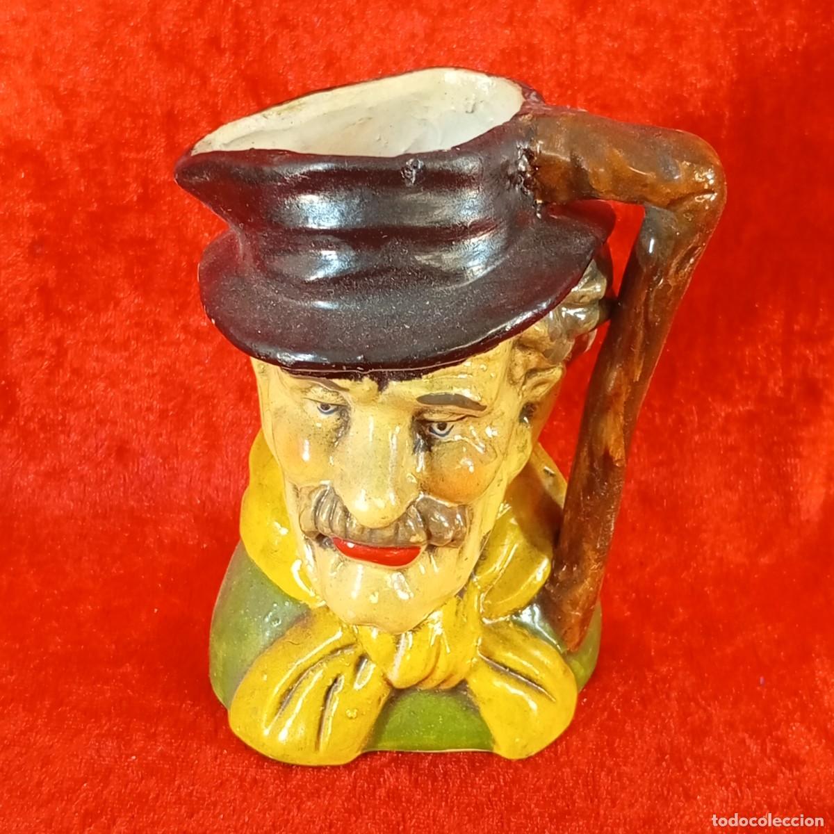 Antig&uuml;edades: JARRA POLICROMADA A MANO - ANCIANO - ABUELO CARICATURESCO - RARA - 9 CM