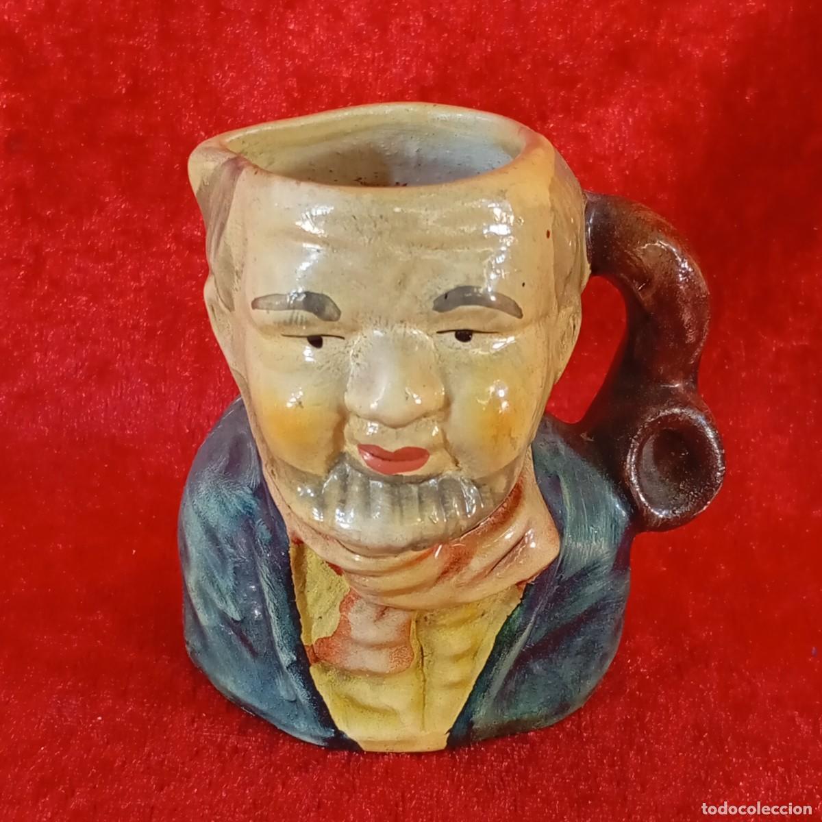 Antig&uuml;edades: JARRA POLICROMADA A MANO - ANCIANO - ABUELO ASI&Aacute;TICO - ORIENTAL - RARA - 8 CM