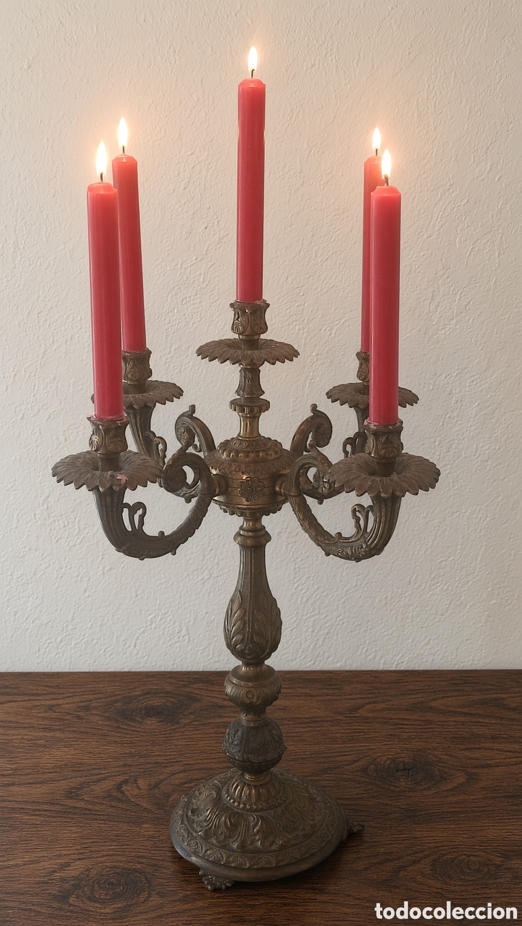 Antig&uuml;edades: Candelabro de Bronce Antiguo Elegante candelabro de bronce - Foto 3