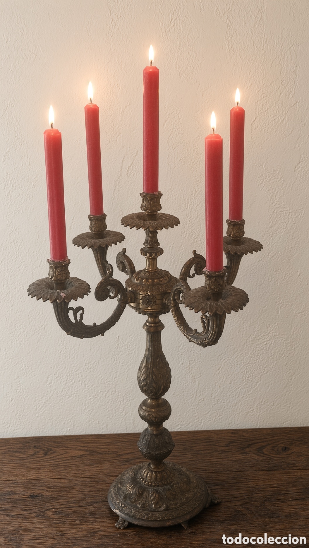 Antig&uuml;edades: Candelabro de Bronce Antiguo Elegante candelabro de bronce - Foto 5