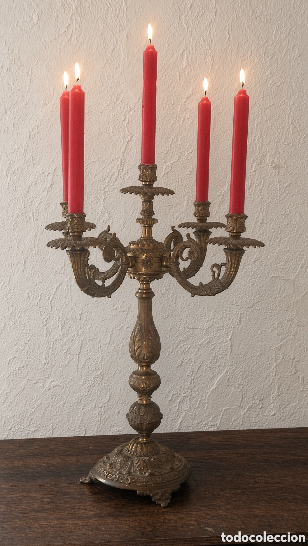 Antig&uuml;edades: Candelabro de Bronce Antiguo Elegante candelabro de bronce - Foto 7