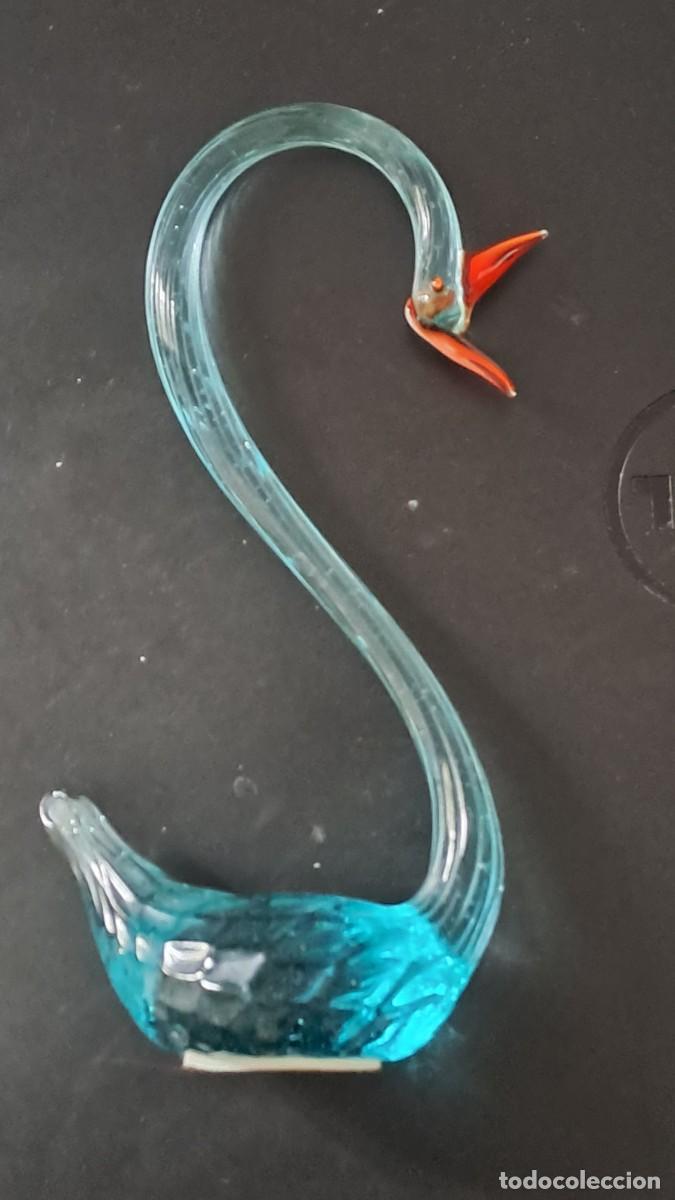 Antiquit&auml;ten: FIGURA VINTAGE DE CISNE DE CRISTAL SOPLADO (14,5 cm)