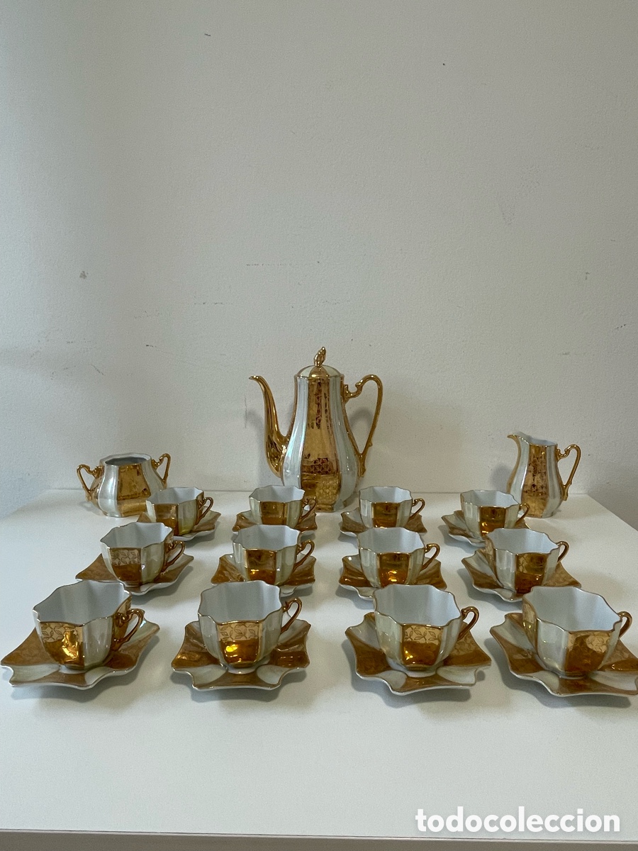 Antig&uuml;edades: Juego caf&eacute; 12 piezas Limoge