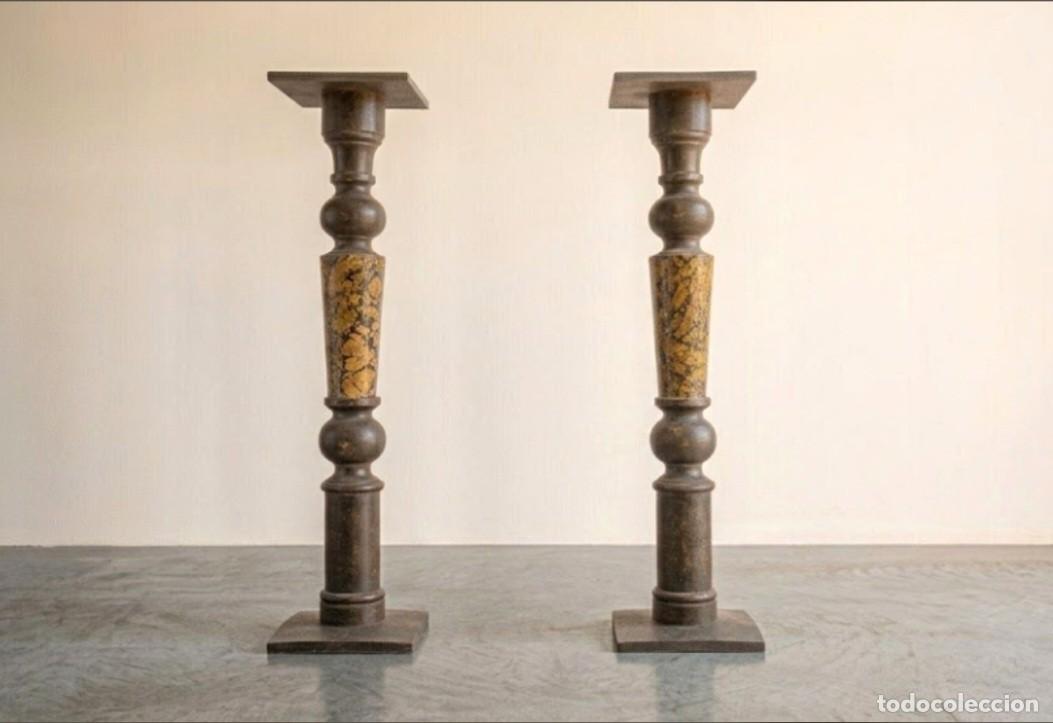 Antig&uuml;edades: 2 columnas peanas antiguas 80 cm. - Foto 1