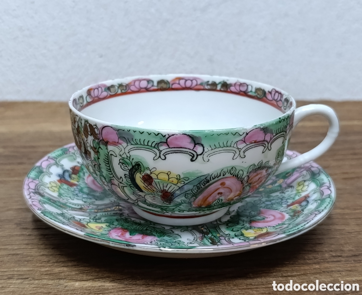 Antig&uuml;edades: CONJUNTO O SERVICIO DE TAZA Y PLATO DE PORCELANA CHINA DE MACAO.