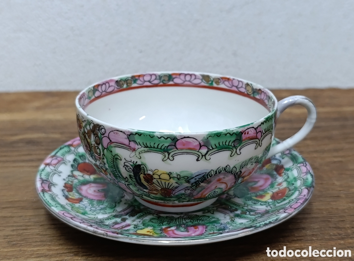 Antig&uuml;edades: CONJUNTO O SERVICIO DE TAZA Y PLATO DE PORCELANA CHINA DE MACAO.