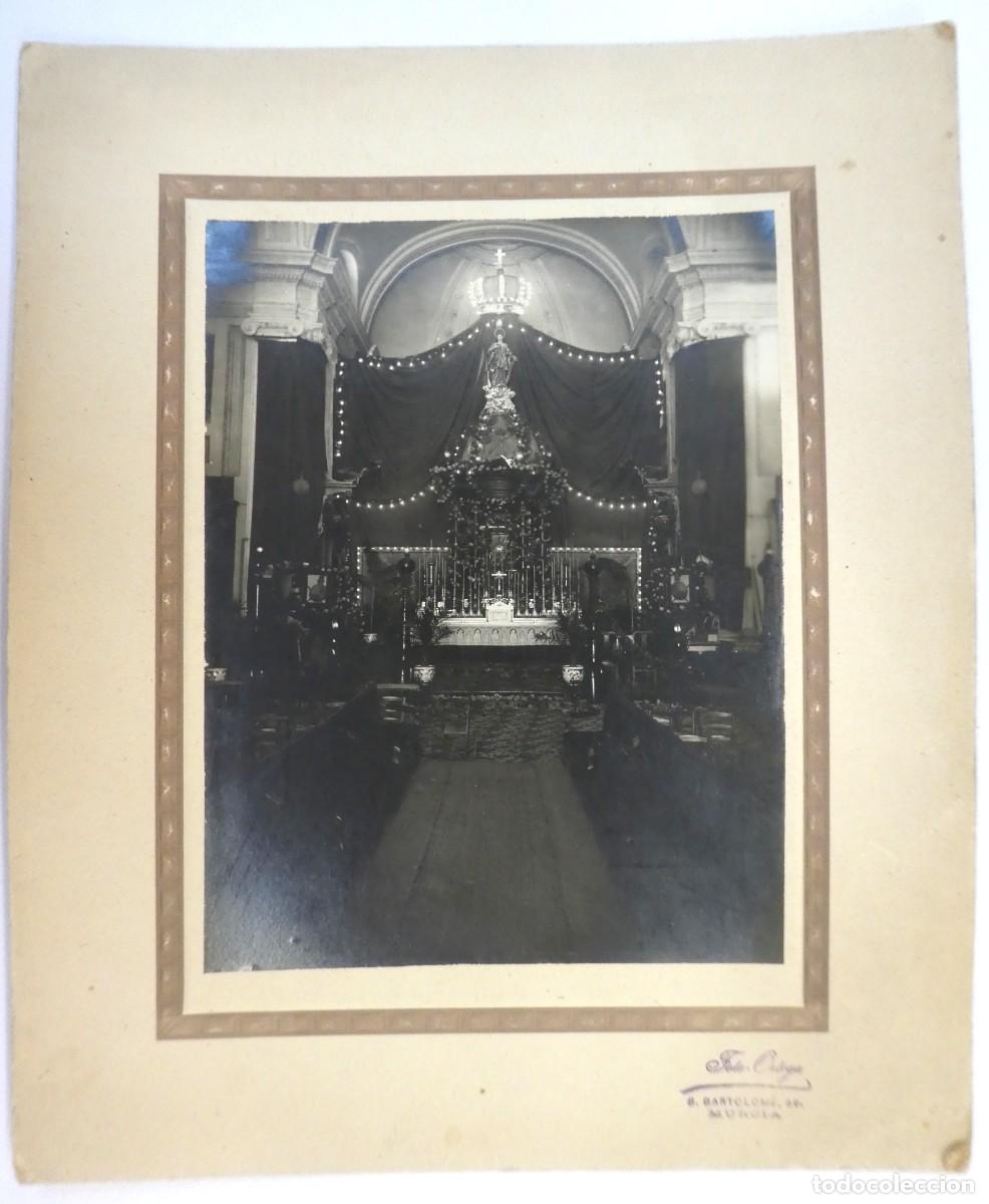 Antig&uuml;edades: Fotografia Iglesia de San Bartolom&eacute;, con imagen de Santa B&aacute;rbara FOTO ORTEGA MURCIA 1924