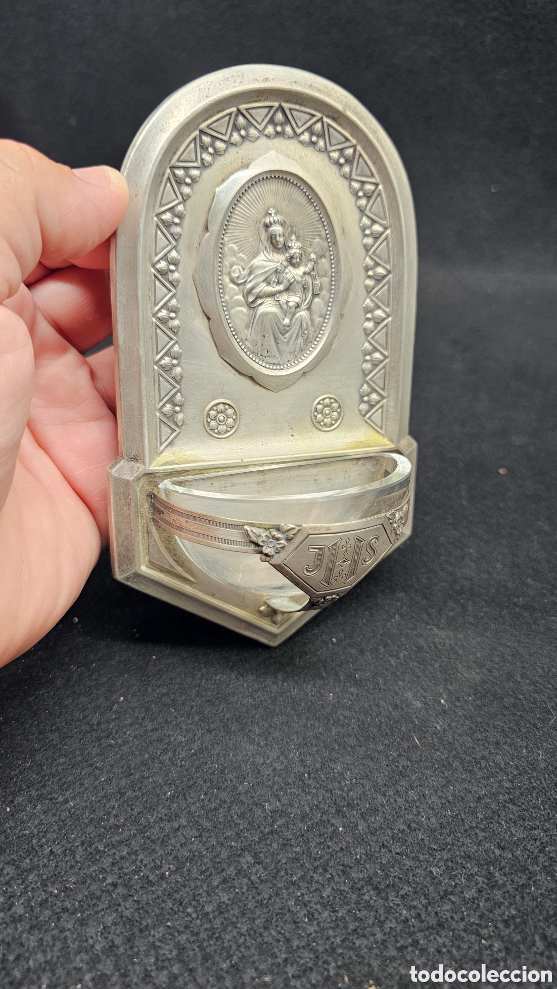 Antig&uuml;edades: Antigua benditera ba&ntilde;ada en plata - Foto 9