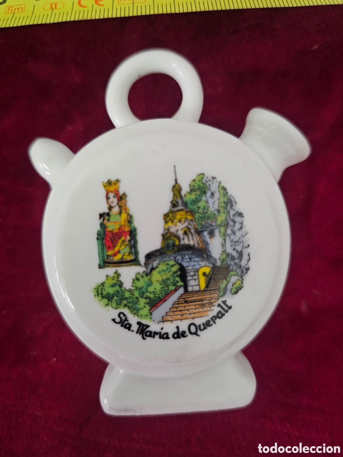 Antig&uuml;edades: Antiguo C&aacute;ntaro en Miniatura Souvenir de Porcelana &ndash; Santa Mar&iacute;a de Queralt Porcellanes Rey Torello