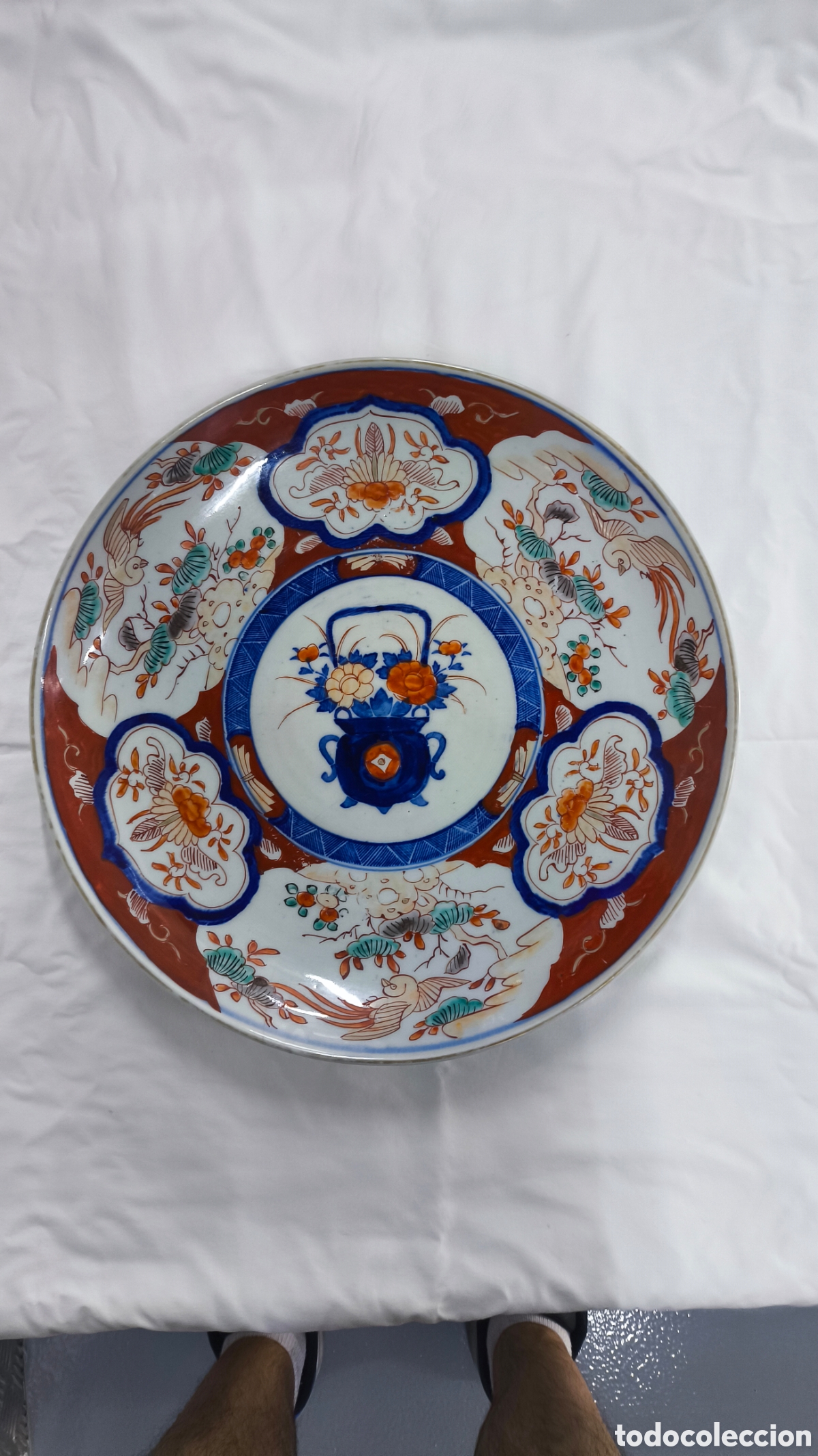 Antig&uuml;edades: Plato Imari japon&eacute;s decorativo Porcelana Arita 38,3 cm Periodo Meiji Exportaci&oacute;n