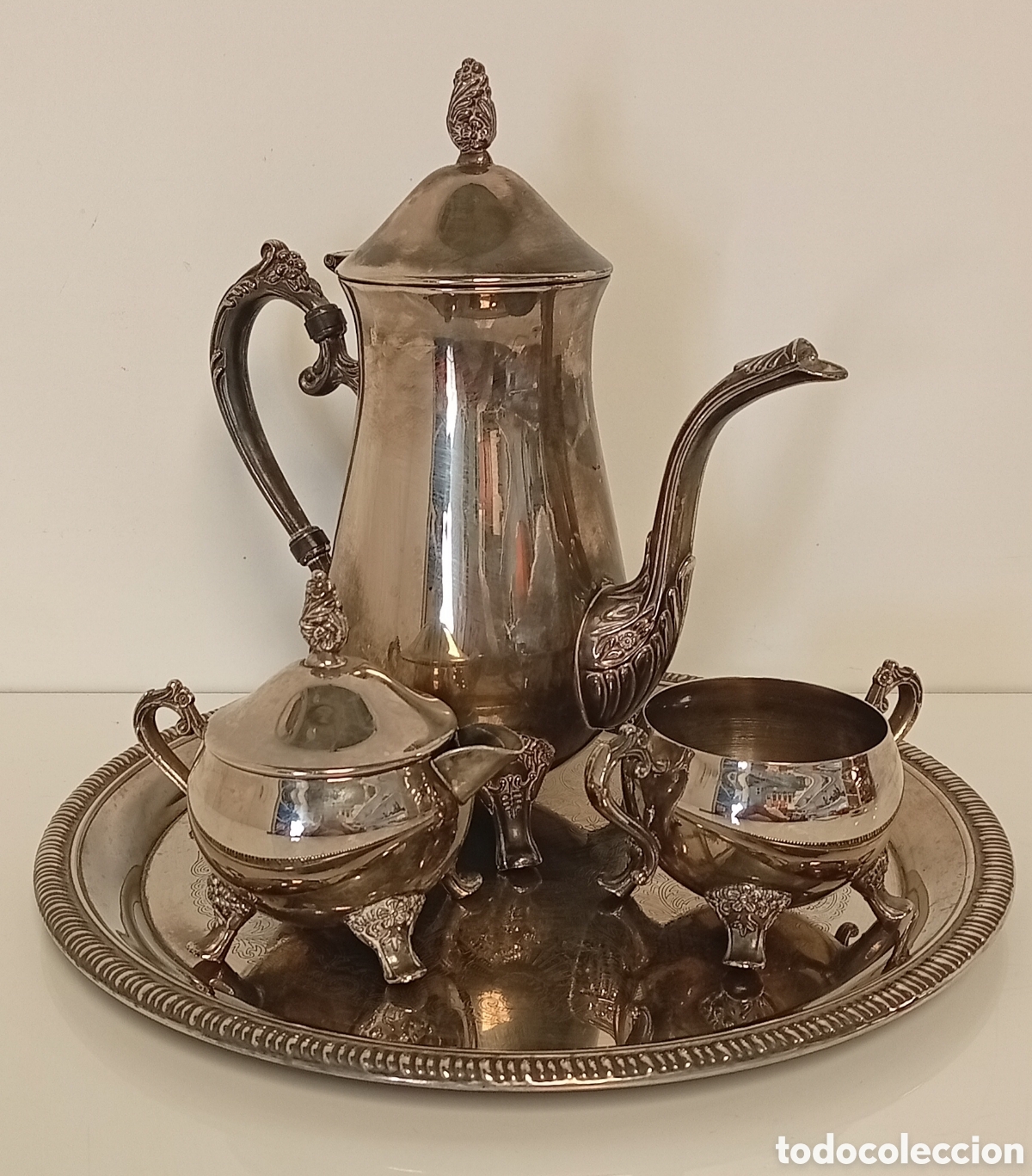 Antig&uuml;edades: .JUEGO DE CAFETERA, AZUCARERA, LECHERA DE ALPACA