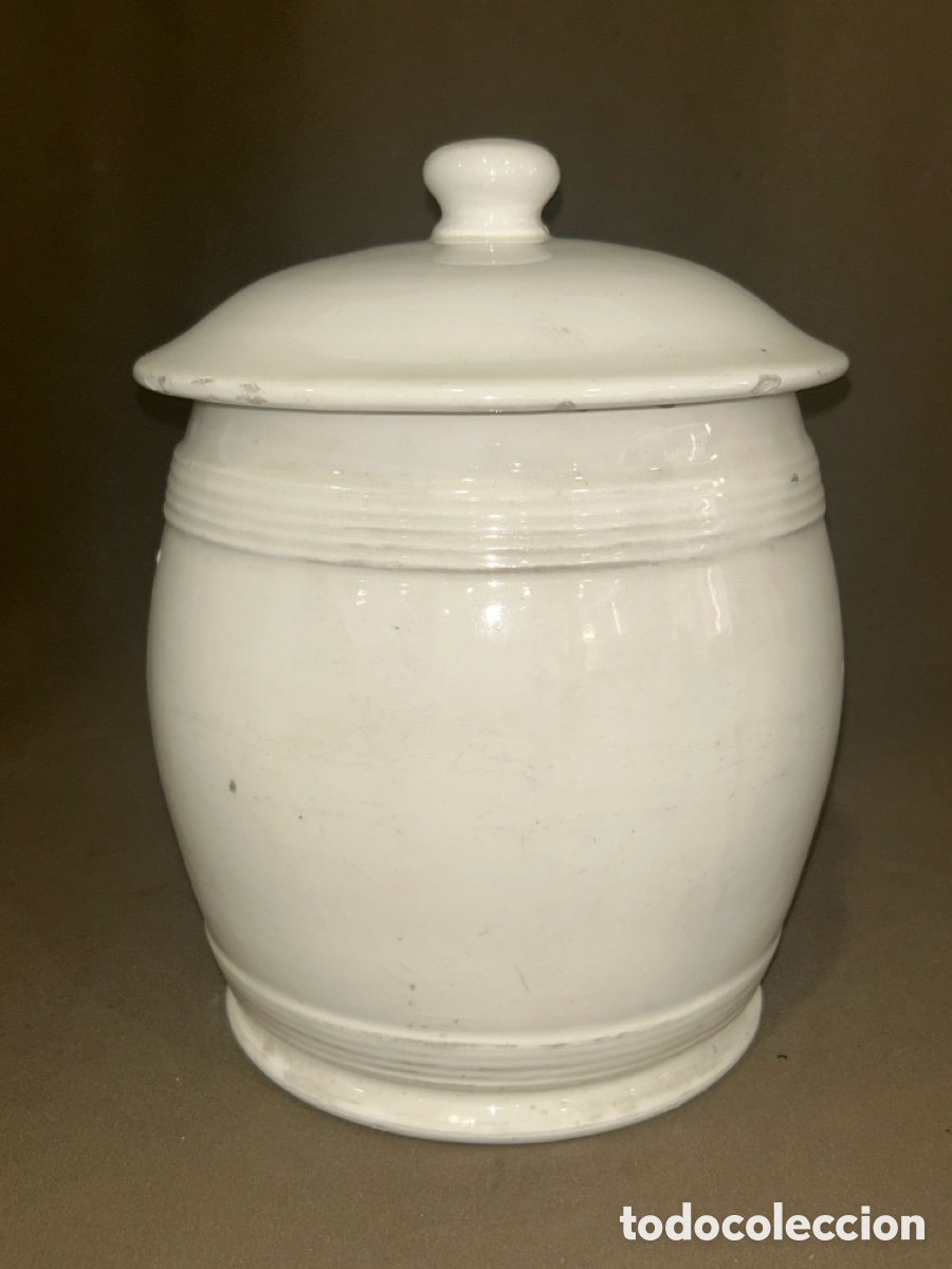 Antig&uuml;edades: ANTIGUO TARRO DE CER&Aacute;MICA DE MANISES BOTE DE COCINA CON TAPA FINALES S.XIX PRINCIPIOS S.XX