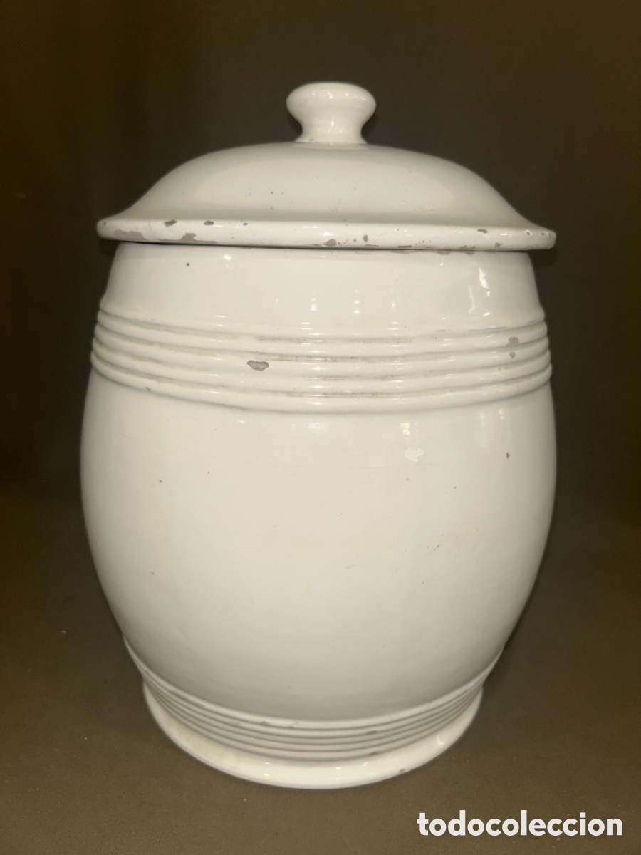 Antig&uuml;edades: ANTIGUO TARRO DE CER&Aacute;MICA DE MANISES BOTE DE COCINA CON TAPA FINALES S.XIX PRINCIPIOS S.XX