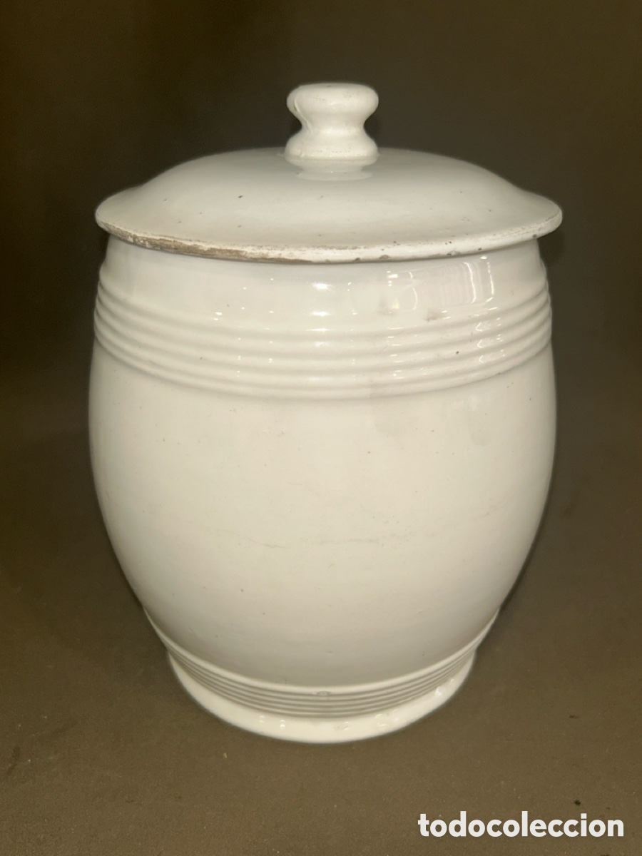 Antig&uuml;edades: ANTIGUO TARRO DE CER&Aacute;MICA DE MANISES BOTE DE COCINA CON TAPA FINALES S.XIX PRINCIPIOS S.XX