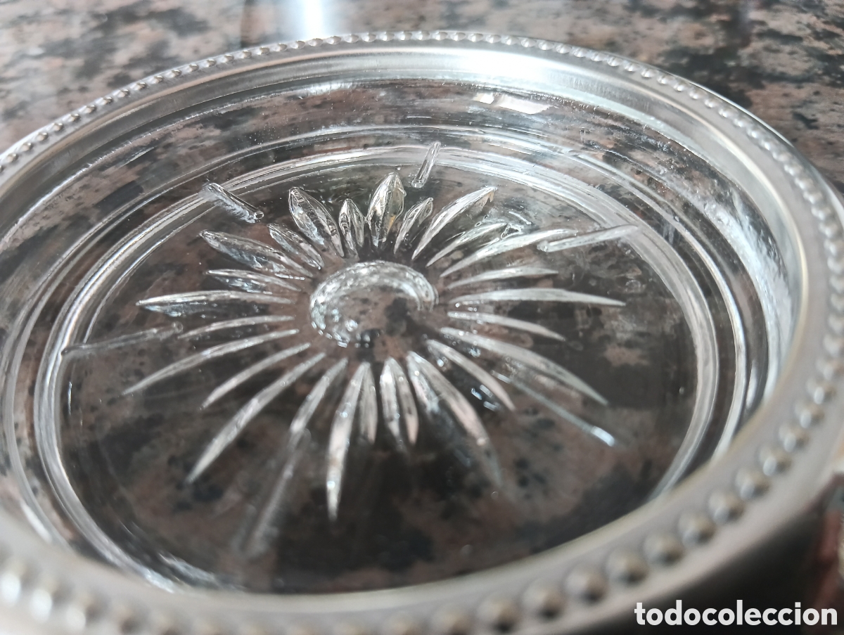 Antig&uuml;edades: Pareja posavasos cristal y plata - Foto 4