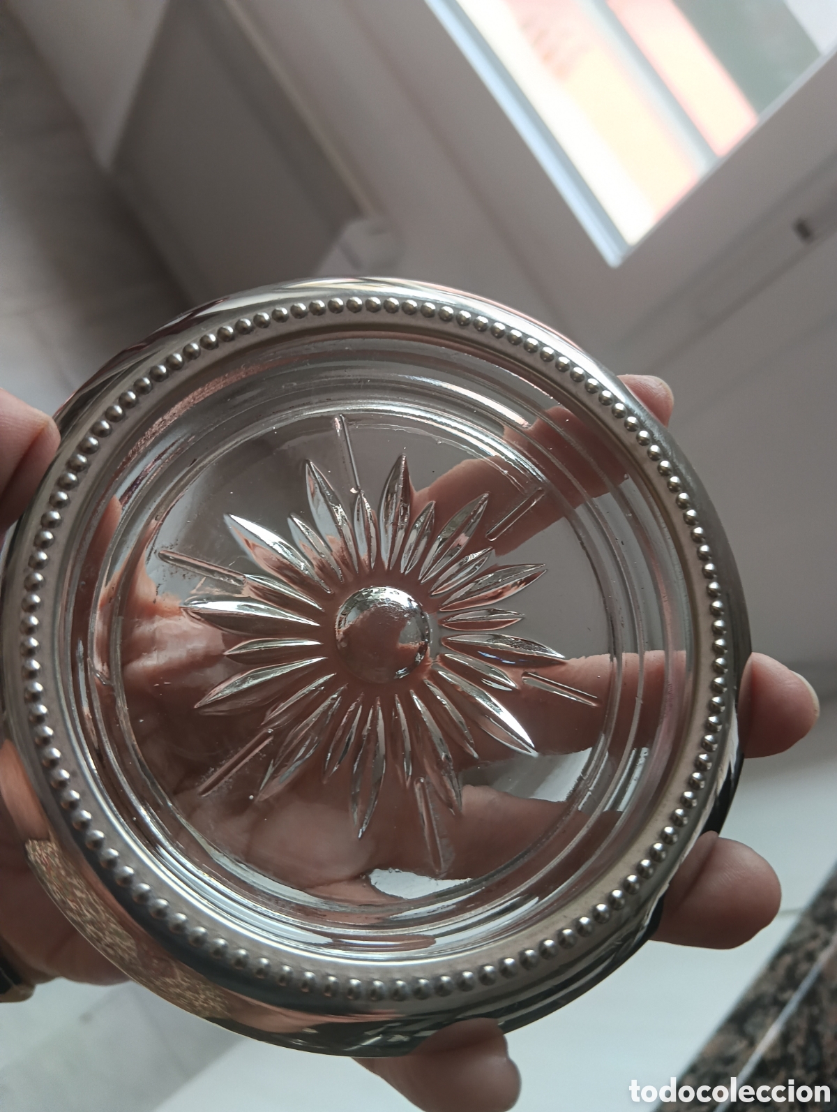 Antig&uuml;edades: Pareja posavasos cristal y plata - Foto 9