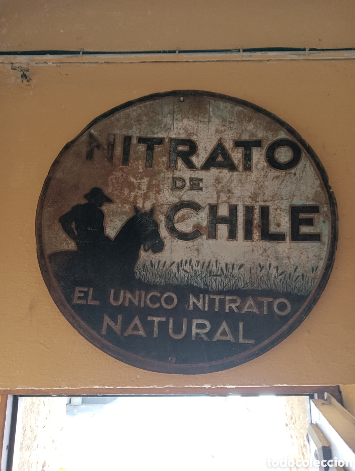 Antig&uuml;edades: Cartel antiguo de chapa de nitrato de Chile