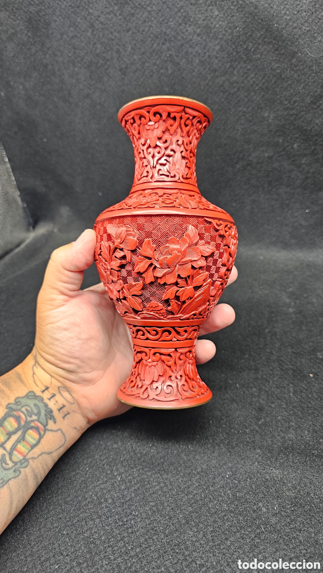 Antig&uuml;edades: Antiguo jarr&oacute;n chino de laca de cinabrio - Foto 10