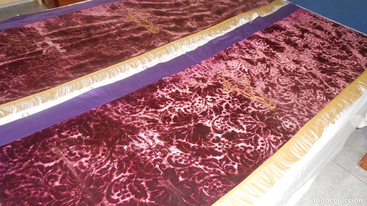 Antig&uuml;edades: 2 antiguos frentes altar. Terciopelo Rojo vino /Bordeau 184 x 70 cm