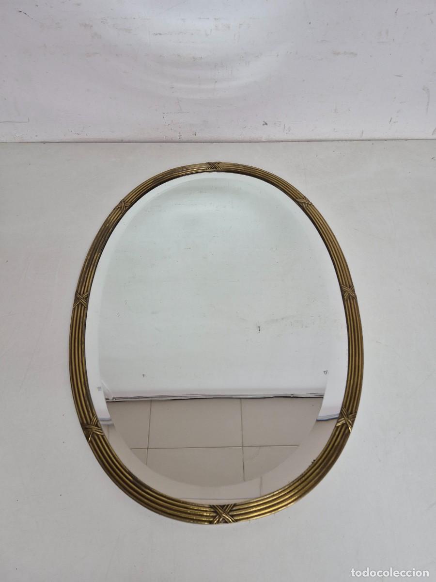 Antig&uuml;edades: Espejo Ovalado, Biselado - Bronce Cincelado - Foto 3